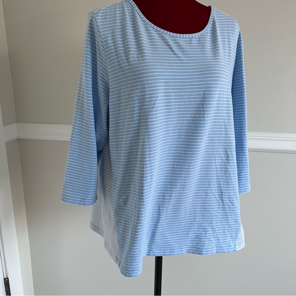 Denim & Co. striped scoop neck 3/4 sleeve top
